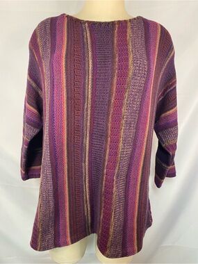 Chaps Multicolor Striped Knit Sweater - Purple, Pink, Brown Women’s XL